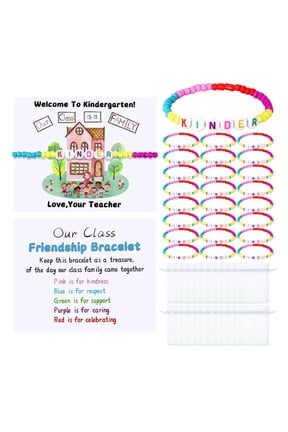 32Pcs Back to School Gifts for Students Class Friendship Bracelet Bulk Adjustable Neon Rope Bracelets with Cards and Bag