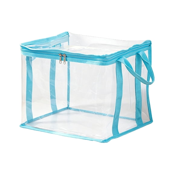 WeeWhimsy 38L 3Pcs Clear Large Storage Bag,Clothes Storage Containers for Organizing Closet,Clothing,Blankets,Pillow,Foldable Organizer with Sturdy Handle and Zippers