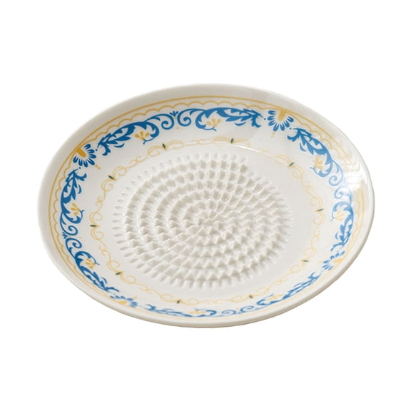 WeeWhimsy Ceramic Garlic Grater Plate for Garlic,Chocolate,Tomato,Cheese and More 4.6" Plate Peeler Grater Bowl