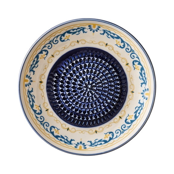 WeeWhimsy Ceramic Garlic Grater Plate for Garlic,Chocolate,Tomato,Cheese and More 4.6" Plate Peeler Grater Bowl