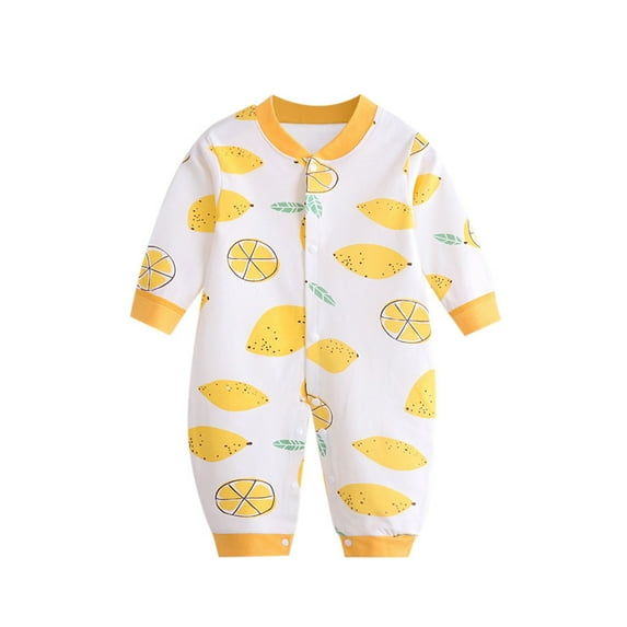 Weebloom Baby Boy Girl Onesie Babys Print Cotton Spring Winter Animals Fruits Long Sleeve Jumpsuit Clothes Sleep And Play Pjs Sleepers Romper Pajamas Yellow 3-6 Months