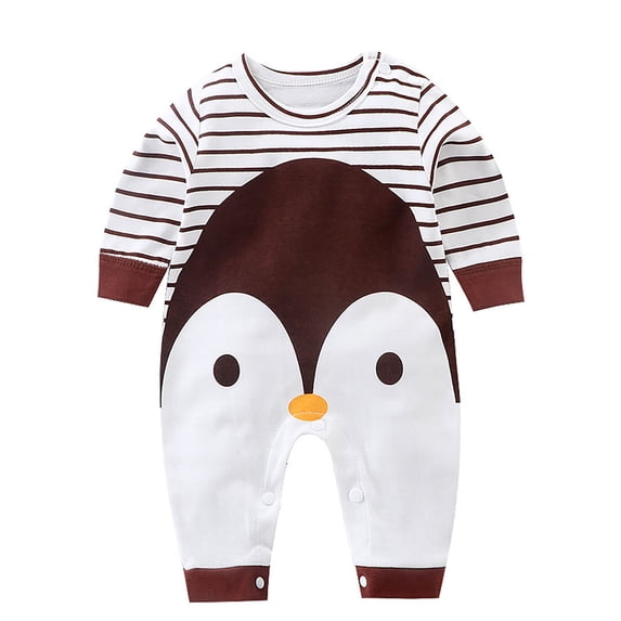 Weebloom Baby Boy Girl Onesie Cartoon Cotton Bodysuit Jumpsuits With Button Long Sleeve Rompers Overall Sleep And Play Pjs Sleepers Romper Pajamas Coffee 1-3 Months