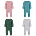 thumbnail image 1 of Weebloom Baby Boy Girl Onesie Footless Bamboo 4 Pack Cotton Rompers Zip Up Long Sleeve Sleepwear Loungewear Pjs Romper Pajamas Sleepers 0-24 Months, 1 of 9