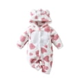 thumbnail image 1 of Weebloom Baby Boy Girl Pajamas Animal Flannel Hooded Jumpsuit Heart Print Lined Outfit For Toddler Winter Fall Pjs Loungewear Sleepers Romper Onesie Pink 12-18 Months, 1 of 9