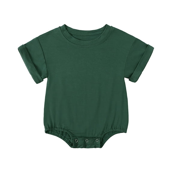 Weebloom Baby Boy Girl Pajamas Bamboo Toddler Short Sleeve Solid Rompers Jumpsuits Sleepwear Loungewear Pjs Sleepers Romper Onesie Army Green 6-12 Months