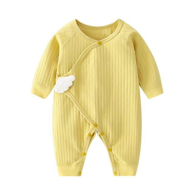 Weebloom Baby Boy Girl Pajamas Footless Long Sleeve Jumpsuit Sleepwear Loungewear Pjs Sleepers Romper Onesie Yellow 1-3 Months