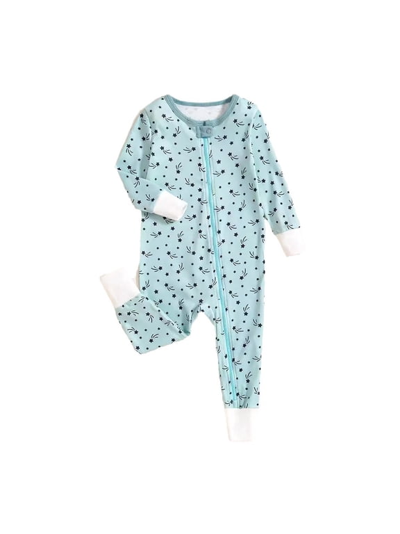 Baby Boy Girl Pajamas Footless Zipper Jumpsuit Comfortable Stylish Bodysuit 0-24 Months Sleepwear Loungewear Pjs Sleepers Romper Onesie Light Blue 18-24 Months