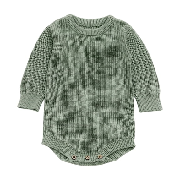Weebloom Baby Boy Girl Pajamas Knitted Jumpsuit Long Sleeve Soft Outfit Unisex Casual Daily Wear Pjs Loungewear Sleepers Romper Onesie Green 6-12 Months