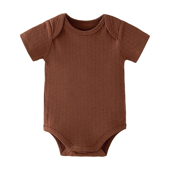 Weebloom Baby Boy Girl Romper Bodysuits Breathable Soft Short Sleeve Pjs Loungewear Onesie Sleepers Pajamas Coffee 6-12 Months