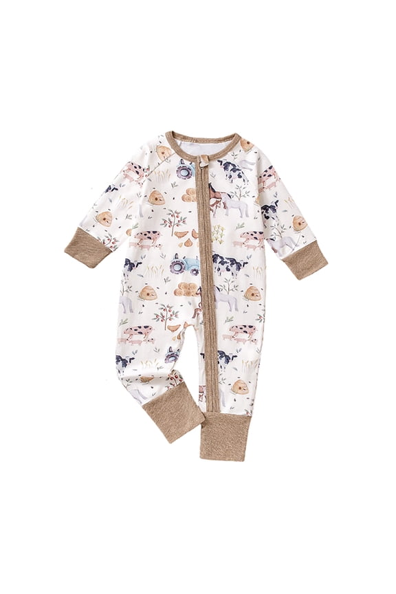 Baby Boy Girl Romper Footless Jumpsuit Comfortable Stylish Bodysuit 0-24 Months Sleepwear Loungewear Pjs Sleepers Pajamas Onesie Beige 9-12 Months