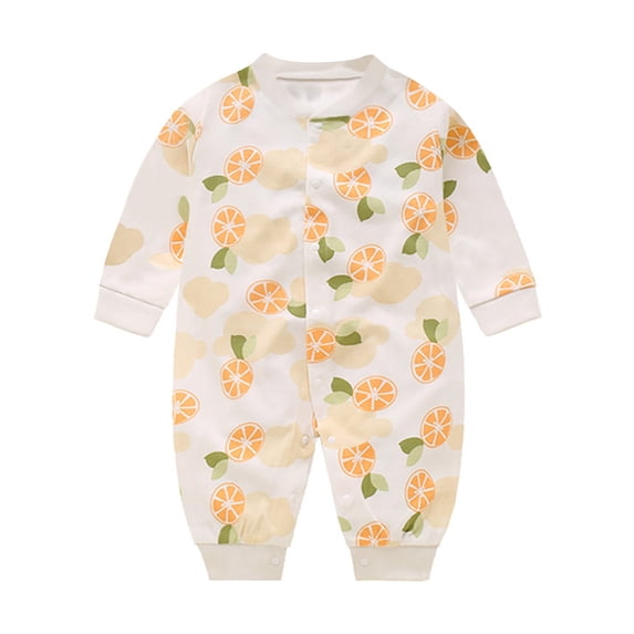 Weebloom Baby Boy Girl Sleepers Footless Print Cotton Jumpsuit Playsuits Outfits Sleep And Play Pjs Pajamas Romper Onesie Orange 3-6 Months