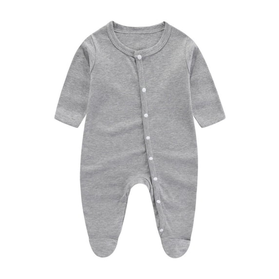Weebloom Baby Boy Outfits Print Romper Jumpsuit Pajamas 0-3 Months Grey
