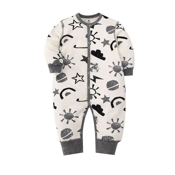 Weebloom Baby Boy Pajamas Print Romper Jumpsuit Playsuits Outfit 12-18 Months Black