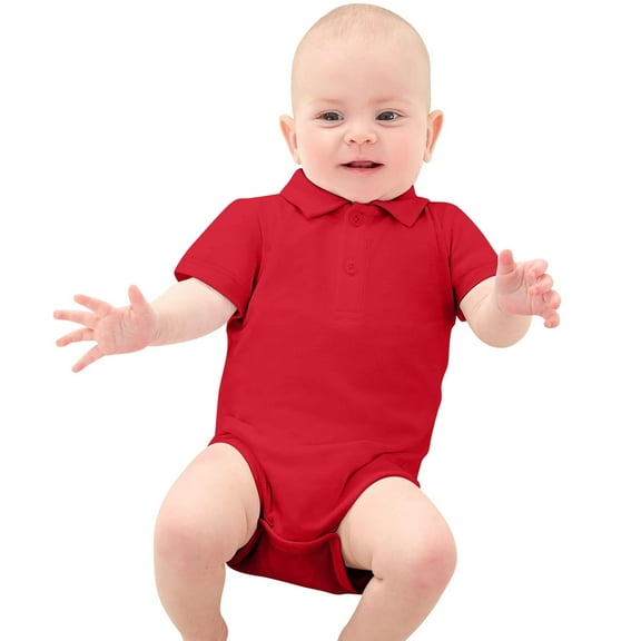 Weebloom Baby Boy Romper Girls Solid Color Short Sleeve Lapel Bodysuit Dailywear,6-9 Months