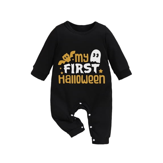 Weebloom Baby Boys Girls Halloween Outfit Cartoon Print Long Sleeve Cute For Newborn Romper,Size 12-18 Months
