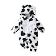 thumbnail image 1 of Weebloom Baby Boys Girls Onesie Animal Flannel Hooded Jumpsuit Heart Print Lined Outfit For Toddler Winter Fall Pjs Sleepwear Romper Sleepers Pajamas Black 0-3 Months, 1 of 9