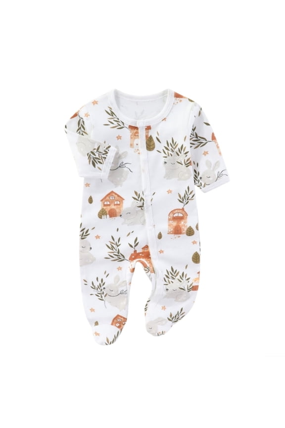 Baby Boys Girls Onesie Footie Newborn Infant Print Cotton Jumpsuit Outfits Sleep And Play Pjs Sleepers Romper Pajamas White 3-6 Months