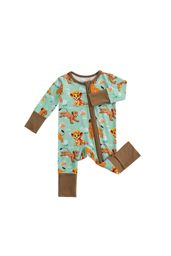Baby Boys Girls Pajamas Footless Bamboo Jumpsuit Comfortable Stylish Bodysuit 0-24 Months Sleepwear Loungewear Pjs Sleepers Romper Onesie Brown 3-6 Months
