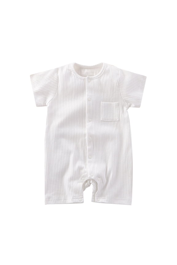 Baby Boys Girls Pajamas Footless Cotton Clothes Solid Ribbed Bodysuit Jumpsuit Outfits Sleepwear Loungewear Pjs Sleepers Romper Onesie White 0-3 Months