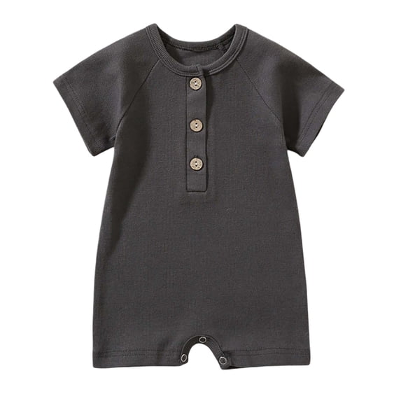 Weebloom Baby Boys Girls Pajamas Jumpsuit Short Sleeve Summer Cotton Casual Outfit Bodysuit Playwear 0-24 Months Sleepwear Loungewear Pjs Sleepers Romper Onesie Dark Gray 18-24 Months