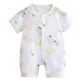 thumbnail image 1 of Weebloom Baby Boys Girls Pajamas Summer Outfit Cotton Button Cartoon Dinosaur Floral Kimono Jumpsuit Short Sleeve Playsuit Sleepwear Loungewear Pjs Sleepers Romper Onesie 3-6 Months, 1 of 3