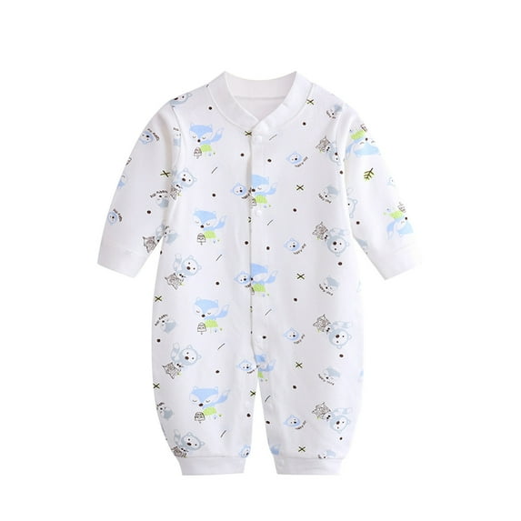 Weebloom Baby Boys Girls Romper Babys Print Cotton Spring Winter Animals Fruits Long Sleeve Jumpsuit Clothes Sleepwear Loungewear Pjs Sleepers Pajamas Onesie Light Blue 6-9 Months
