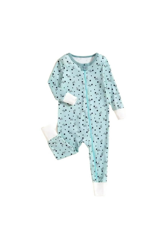 Baby Boys Girls Romper Footless Zipper Jumpsuit Comfortable Stylish Bodysuit 0-24 Months Sleepwear Loungewear Pjs Sleepers Pajamas Onesie Light Blue 9-12 Months