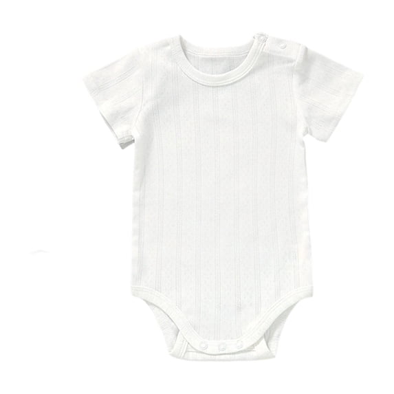 Weebloom Baby Boys Girls Sleepers Bodysuits Ribbed Short Sleeve Bodysuit Pjs Sleepwear Onesie Romper Pajamas White
