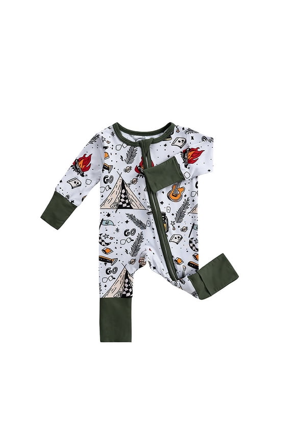 Baby Boys Girls Sleepers Footless Bamboo Jumpsuit Comfortable Stylish Bodysuit 0-24 Months Sleep And Play Pjs Pajamas Romper Onesie Army Green 12-18 Months