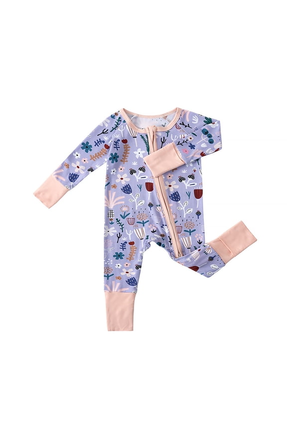 Baby Boys Girls Sleepers Footless Jumpsuit Comfortable Stylish Bodysuit 0-12 Months Sleep And Play Pjs Pajamas Romper Onesie Light Purple 0-3 Months