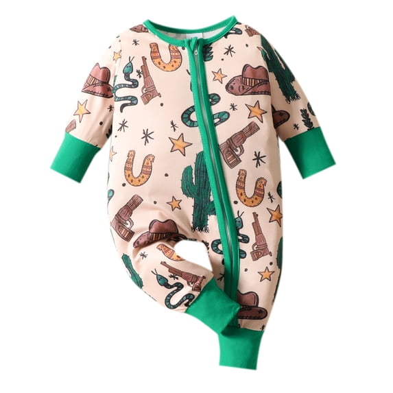 Weebloom Baby Boys Girls Sleepers Infant Toddler Long Sleeve Footless Cartoon Prints Summer Bodysuits Jumpsuit Sleep And Play Pjs Pajamas Romper Onesie Green 12-18 Months