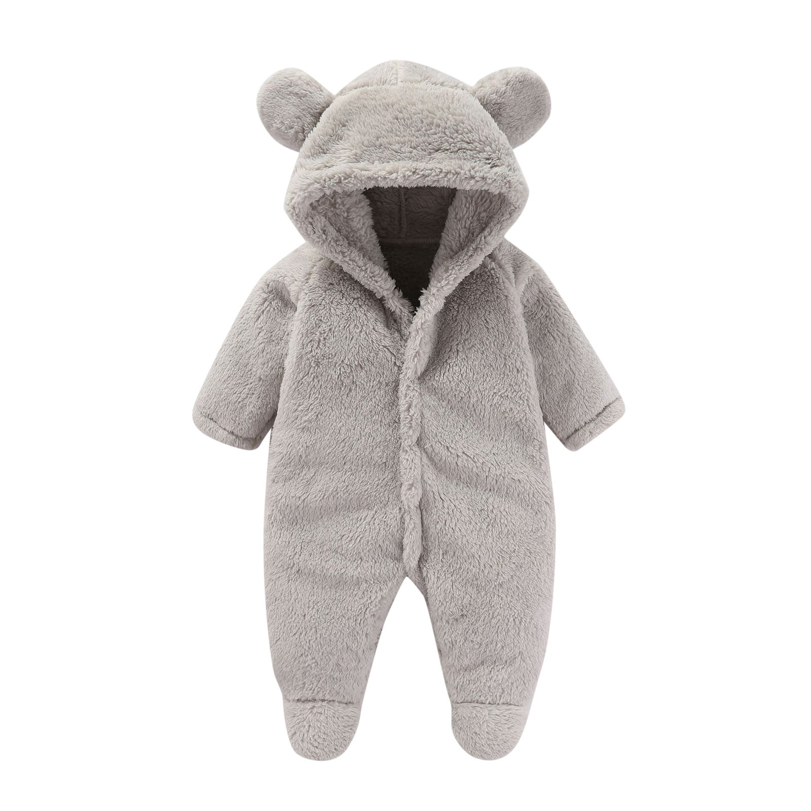 Weebloom Baby Boys Girls Snowsuit Newborn Fleece Footie Winter Onesie Cartoon Bear Warm Hooded Outfits Comfortable Winter Coats 6-9 Months