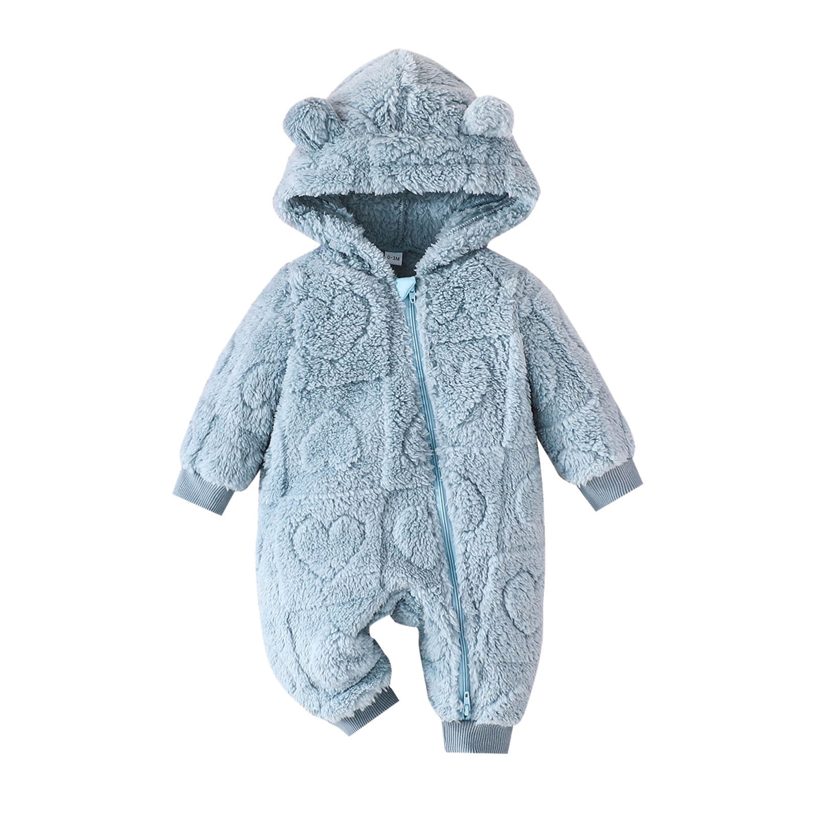 Weebloom Baby Boys Girls Winter Coats Toddler Winter Keep Warm Long Sleeve Prints Romper Hooded Jumpsuit Soft Pajamas 0-3 Months