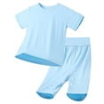 thumbnail image 1 of Weebloom Baby Boys Summer Clothes Set Girls 2Pcs Short Sleeve Shirt Pants Cool Jammies Basic Daily for Holiday Beach Outfit Set 3-24 Months, 1 of 3