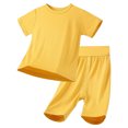 thumbnail image 1 of Weebloom Baby Boys Summer Clothes Set Girls 2Pcs Short Sleeve Shirt Pants Cool Jammies Basic Daily for Holiday Beach Outfit Set 3-24 Months, 1 of 3
