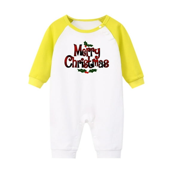 Weebloom Baby Christmas Sleepwear Print Long Sleeve Jumpsuit Bodysuit Outfits 6-12 Months