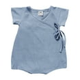 thumbnail image 1 of Weebloom Baby Girl Clothes Set Boys Kimono Robe Linen Yarn Robe Solid Pajamas Girls Romper Blue 18-24 Months, 1 of 6