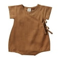 thumbnail image 1 of Weebloom Baby Girl Clothes Set Boys Kimono Robe Linen Yarn Robe Solid Pajamas Girls Romper Coffee 18-24 Months, 1 of 9
