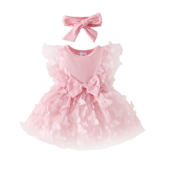 Weebloom Baby Girl Dresses Sleeveless Flower Dress Summer Tutu Boho Princess Wedding Birthday Party 0 18 Months Pink Girls Sundress