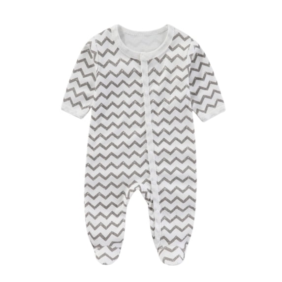 Weebloom Baby Boy Girl Pajamas Footie Print Cotton Jumpsuit Outfits Sleepwear Loungewear Pjs Sleepers Romper Onesie Silver 3-6 Months