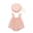 thumbnail image 1 of Weebloom Baby Girl Romper Clothes Lace Jumpsuit Ruffles Sleeveless Bodysuit Sunsuit Set Girls Outfit Pink 3-6 Months, 1 of 4