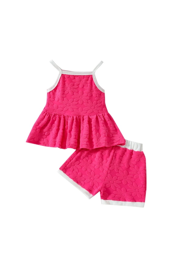 Baby Girl Summer Outfits Toddler Sleeveless Floral Vest T Shirt Tops Shorts Clothes Set 6M-4Y