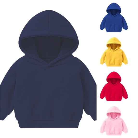 Weebloom Baby Girls Hoodies Long Sleeve Pullover Sweatshirt Children Babies Hooded Solid Color Tops Navy 18-24 Months