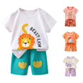 thumbnail image 1 of Weebloom Baby Girls' Pajama Sets Casual Fashion Short Sleeved Top + Shorts Home Clothes Pajamas Two Piece Short Sleeved Suit Sleepwear Nightwear Pjs Loungewear White 18-24 Months, 1 of 4