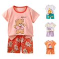 thumbnail image 1 of Weebloom Baby Girls Pajamas Casual Fashion Short Sleeved Top + Shorts Home Clothes Pajamas Two Piece Short Sleeved Suit Sleepwear Nightwear Pjs Loungewear Pink 24-36 Months, 1 of 4