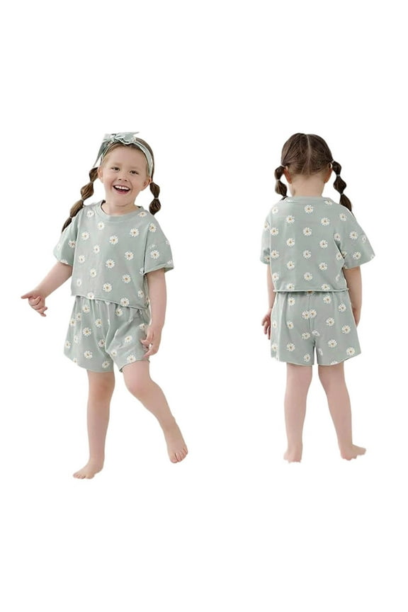 Baby Girls Summer Clothes Set Toddler Floral Print Batwing Sleeve Top Shorts Casual Playwear Infant Outfits 6M-5Y