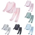thumbnail image 1 of Weebloom Baby Girls Winter Pajamas Soft Pajama Set Cami Long Sleeve Shirts Shorts Pants Kids Outfit With Eye Mask Hair Tie Sleepwear Nightwear Pjs Loungewear Pink 18-24 Months, 1 of 3