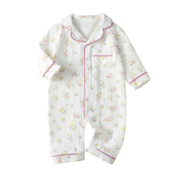 Weebloom Baby Loungewear Boy Girl Newborn Infant Floral Animals Print Romper Button Up Footie Pj'S Jumpsuit Clothes Onesies,Light Purple 0-3 Months