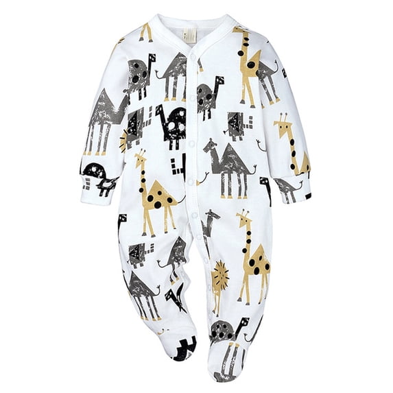 Weebloom Baby Pajamas Boys Girls Long Sleeve Winter Cartoon Fashion Prints Jumpsuit Footed Baby Girl Romper Leisure 0-3 Months