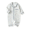 thumbnail image 1 of Weebloom Baby Rompers Boy Girl Newborn Infant Floral Animals Print Romper Button Up Footie Pj'S Jumpsuit Clothes Pajamas,Blue 12-18 Months, 1 of 3